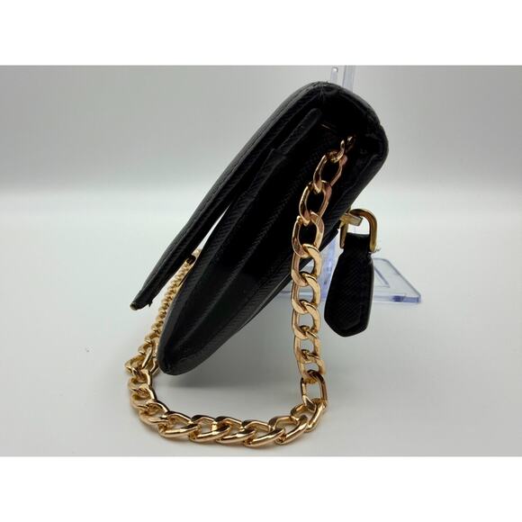 PRADA Black Saffiano Leather Womens Wallet on Chain Gold Hardware Authentic COA - Picture 4 of 15